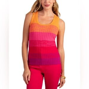 Trina Turk Orange and Pink Knit Top